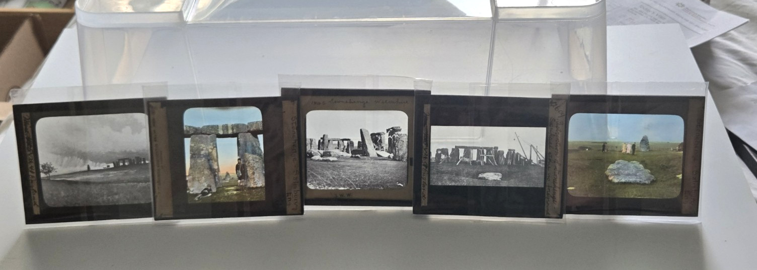 5 Antique Stonehenge Magic Lantern Slides - GWW Photographer - Glass Slides