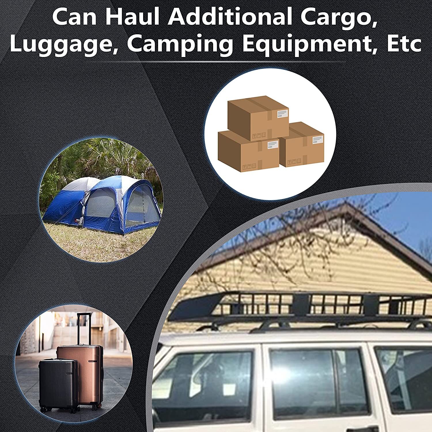 64" x 39" Universal Blcak Roof Rack Cargo Carrier Basket SUV Top Holder 250 LBS