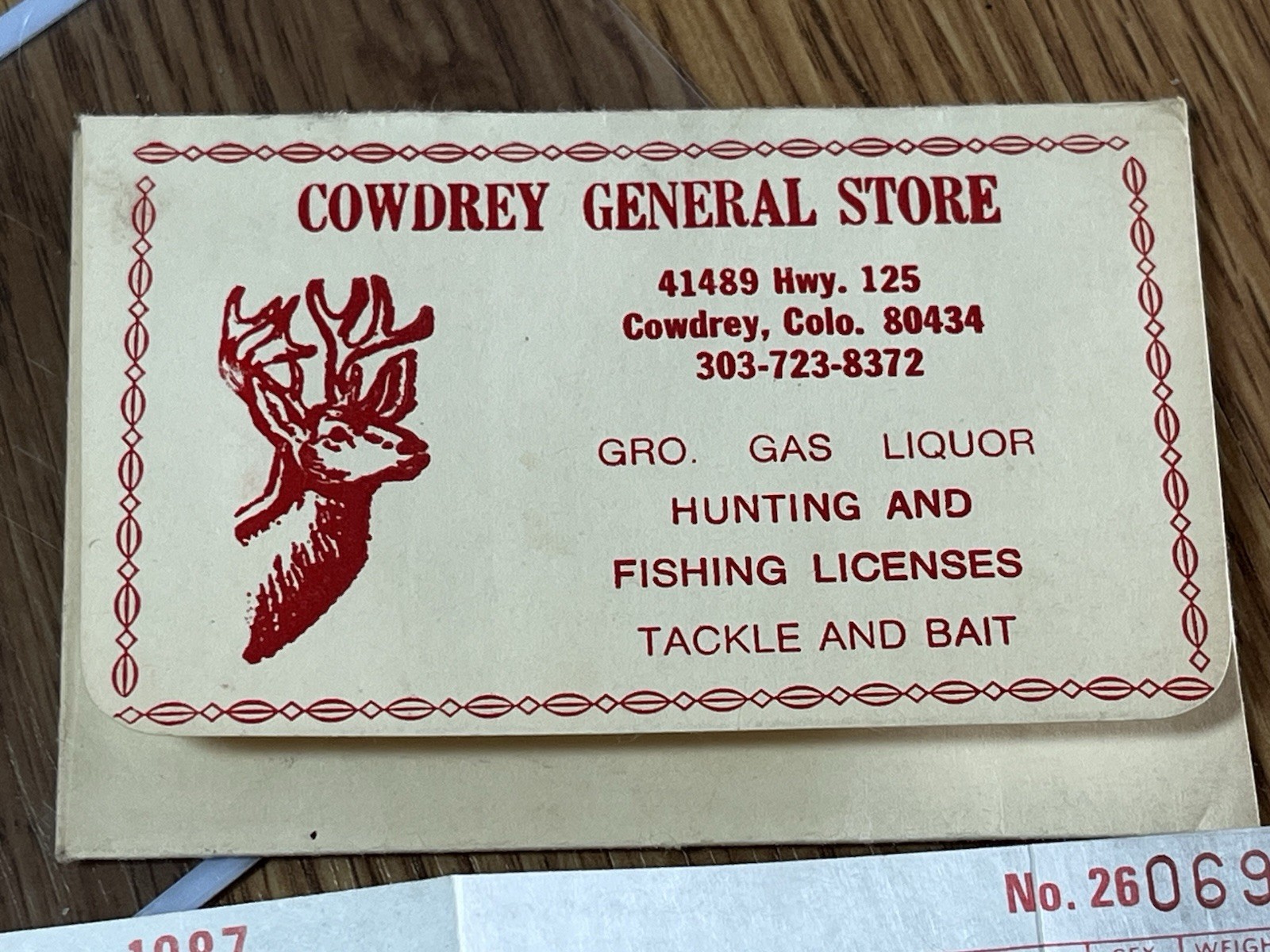 1987 COLORADO NON-RESIDENT ANTLERED ELK LICENSE Original Fee $210.00
