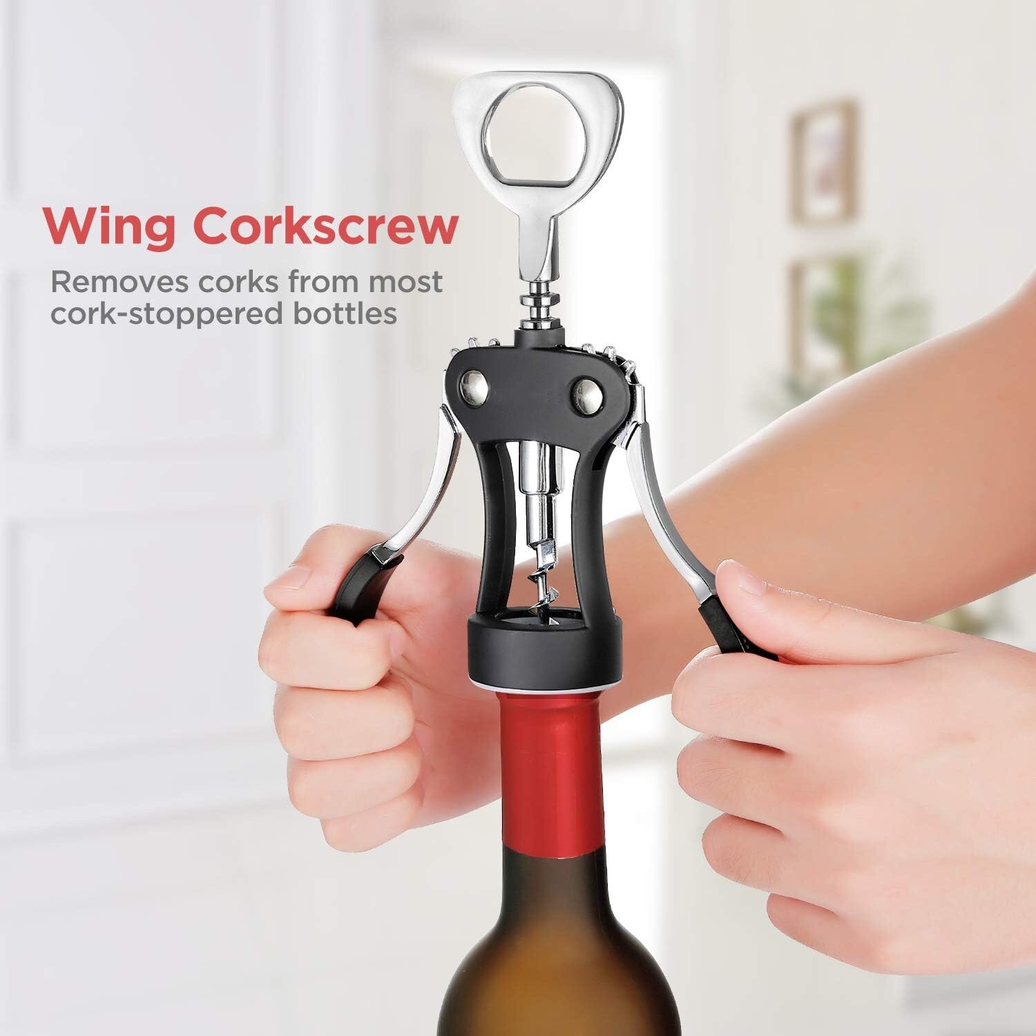 Wing Corkscrew,Ilyever Premium Wine Opener，Heavy duty,Multifunctional Corkscrew