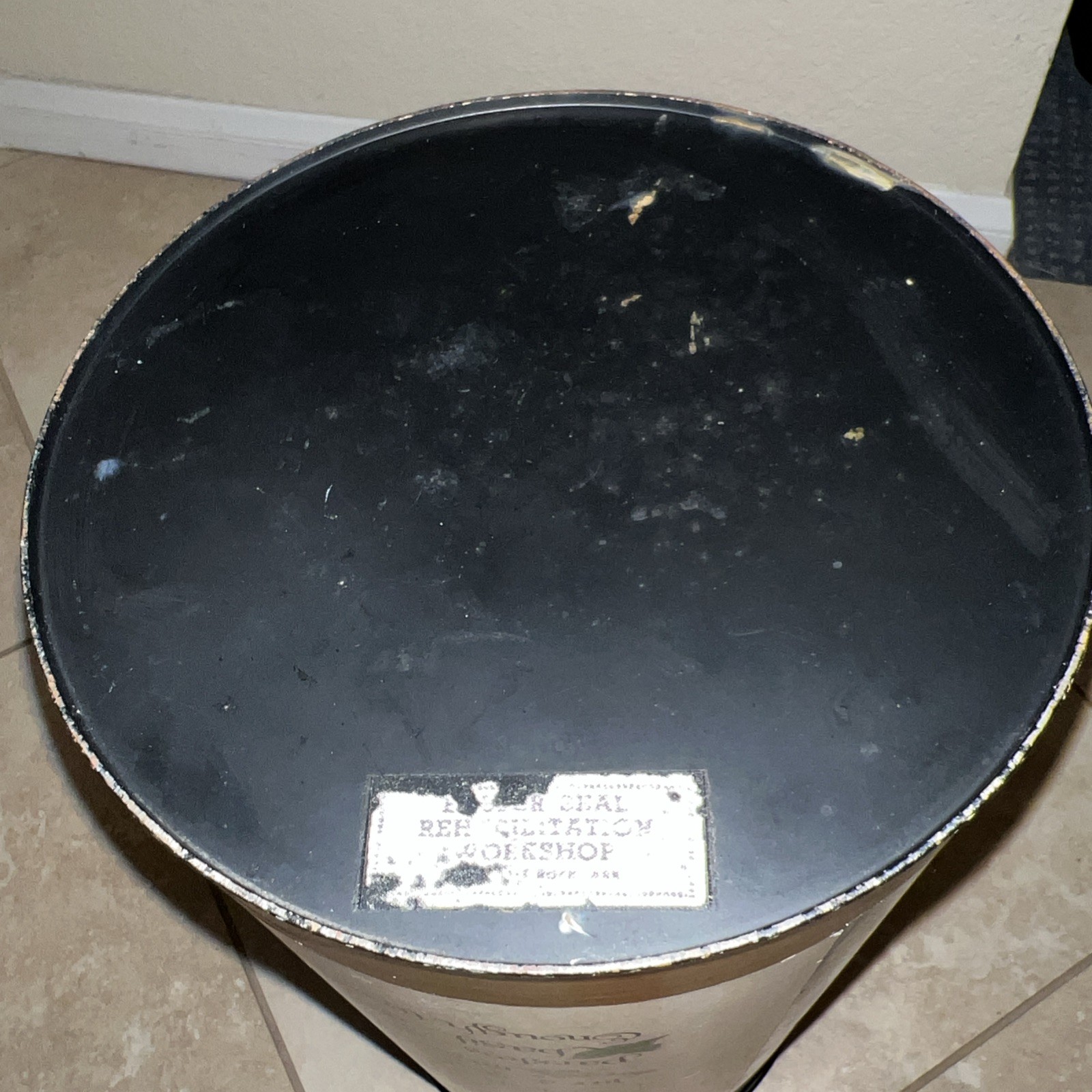 60's Kitchen Recipe MCM Umbrella Stand Black Gold Metal Joseph Phelan Kitschy