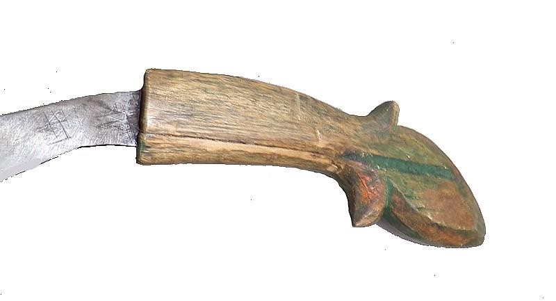 ANTIQUE TALIBONG - PHILIPPINE WEAPON -CARBON STEEL BLADE - WOOD HILT -13" BLADE