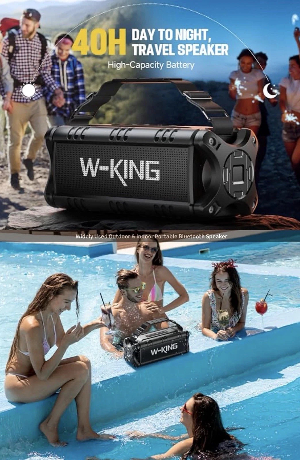 W-KING Bluetooth Speaker, 90W Max Portable Outdoor Speaker Loud