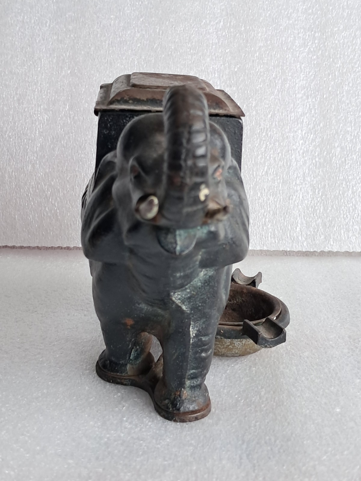 Vintage- Cast Iron Elephant Cigarette Roller Dispenser with Removable Ashtray