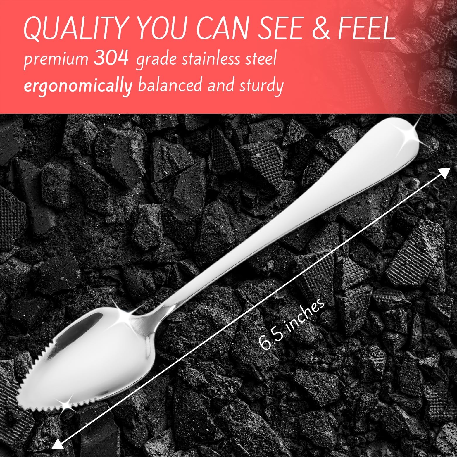 Grapefruit Spoons Set Serrated Edge Stainless Steel Fruit Sieve 4P