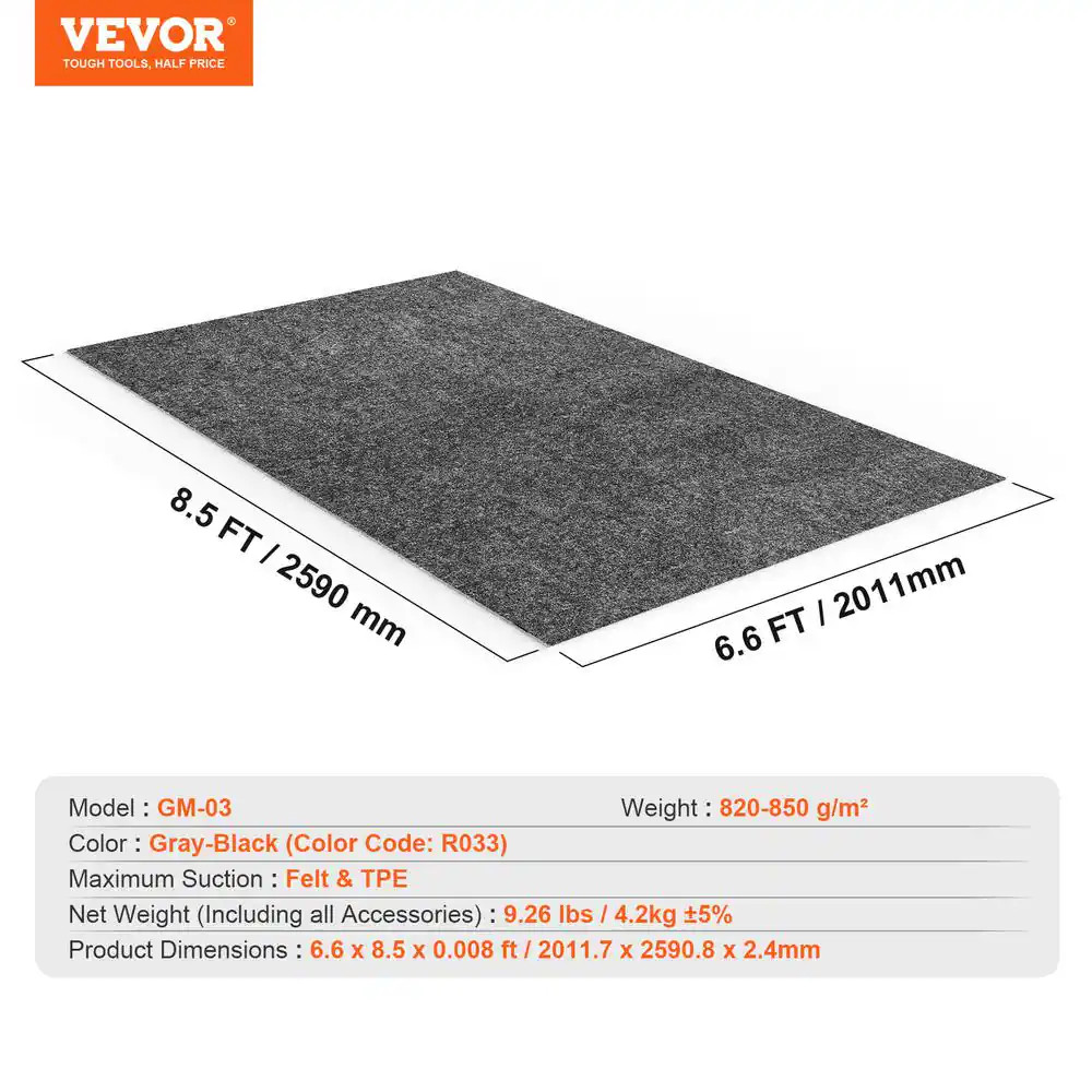 Waterproof Garage Floor Mat for under Car 6.6 Ft. X 8.5 Ft. Compact Size Carpet