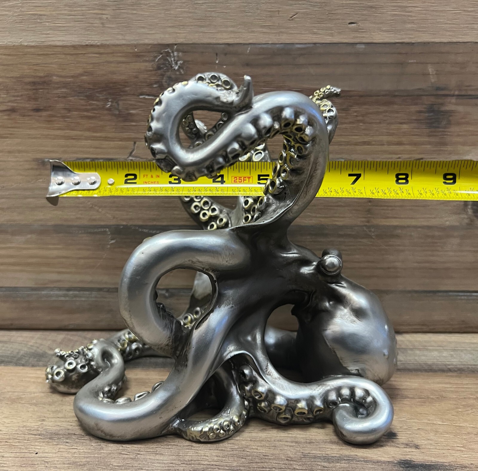 Octopus Silver Resin Wine Holder 8" x 7"