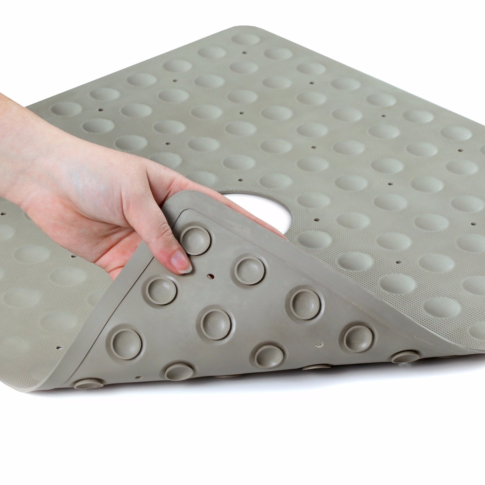 Tan Safety Shower Mat: In-Tub Mildew Resistant Suction Cup Rubber Shower Mat