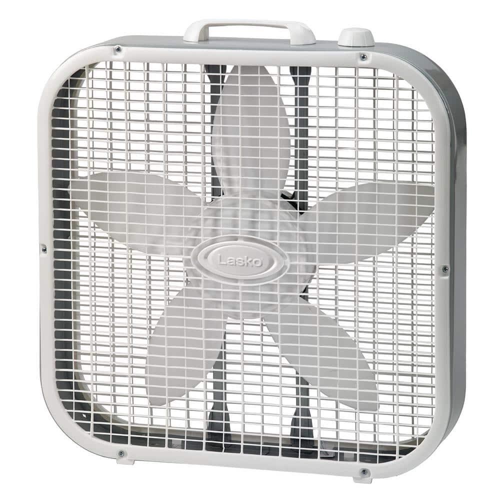 Lasko 20" Classic Box Fan with Weather-Resistant Motor, 3 Speeds - White
