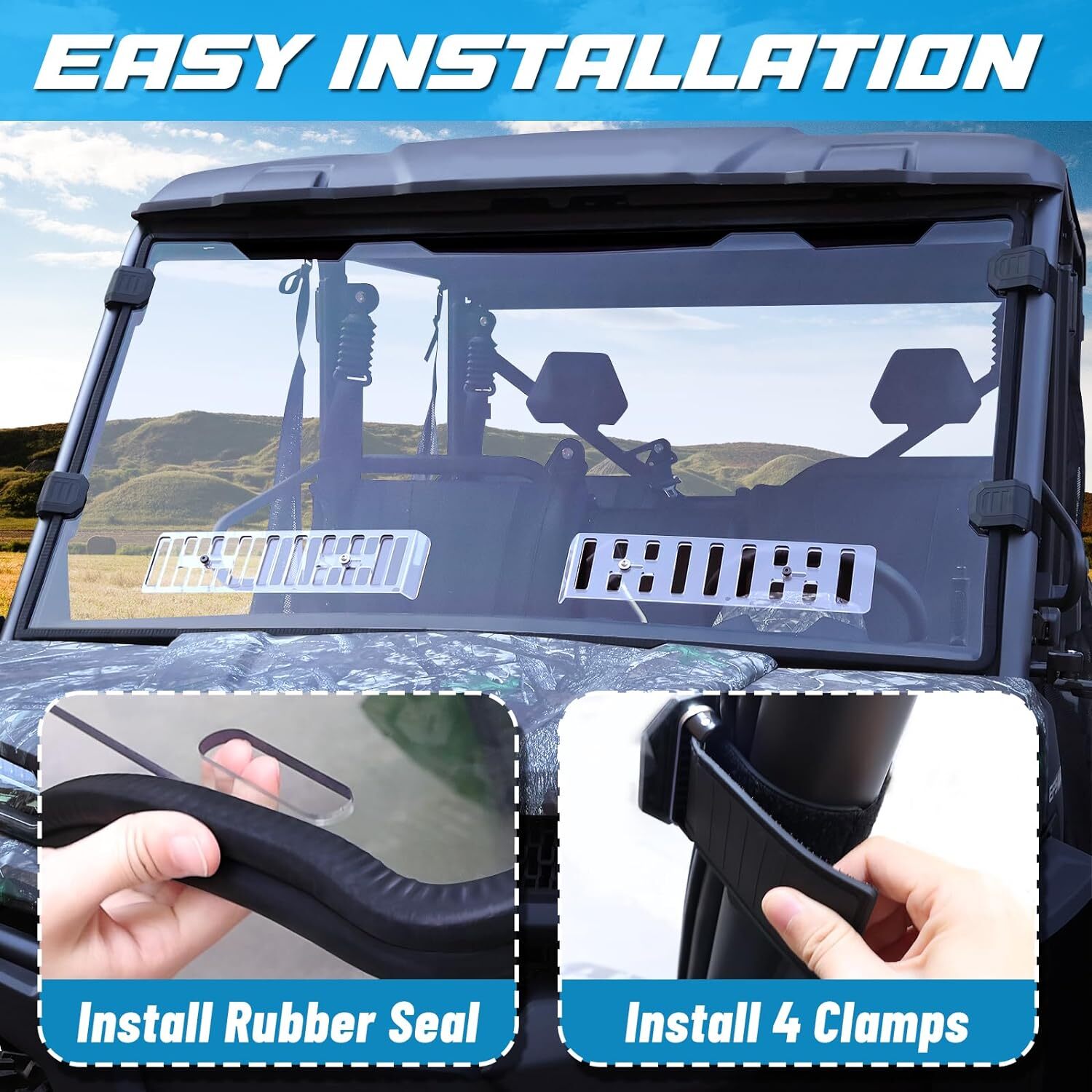 2-In-1 Vented UTV Full Windshield for 2019-2024 CFMOTO UFORCE 1000/1000 Window