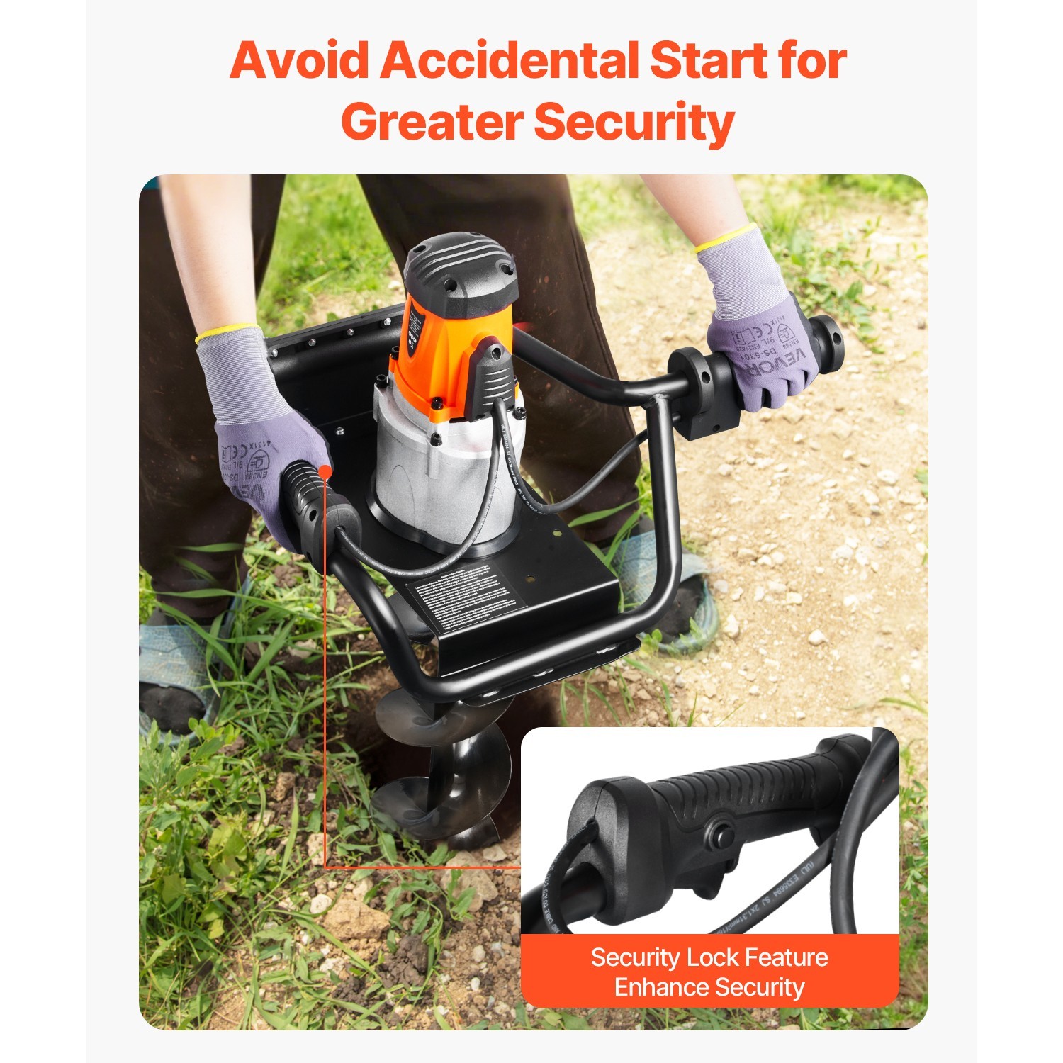 1500W Electric Post Hole Digger 5.71" Earth Auger Bit+Extension Rod Quick Digger