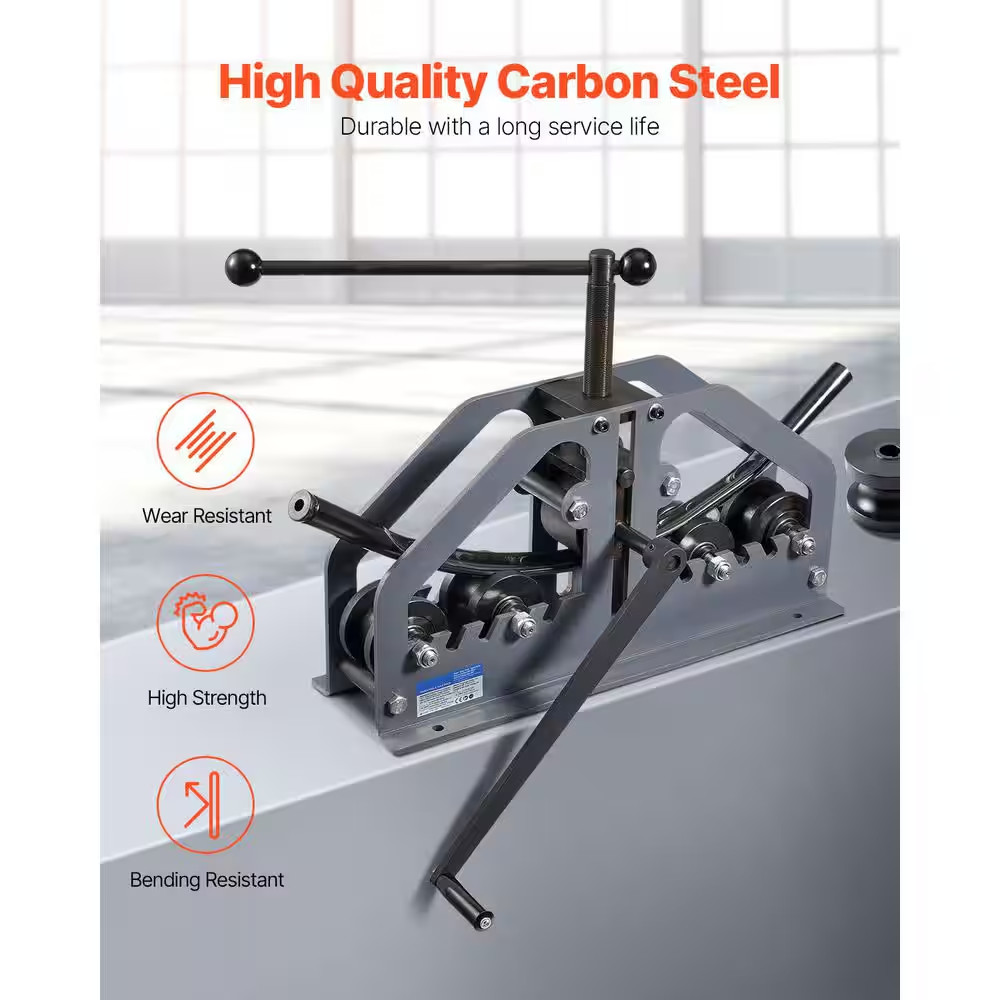 Max 1-1/2 In. 360° Pipe Bender Manual Tube Roller Bender with 6 Dies, 360° Bendi