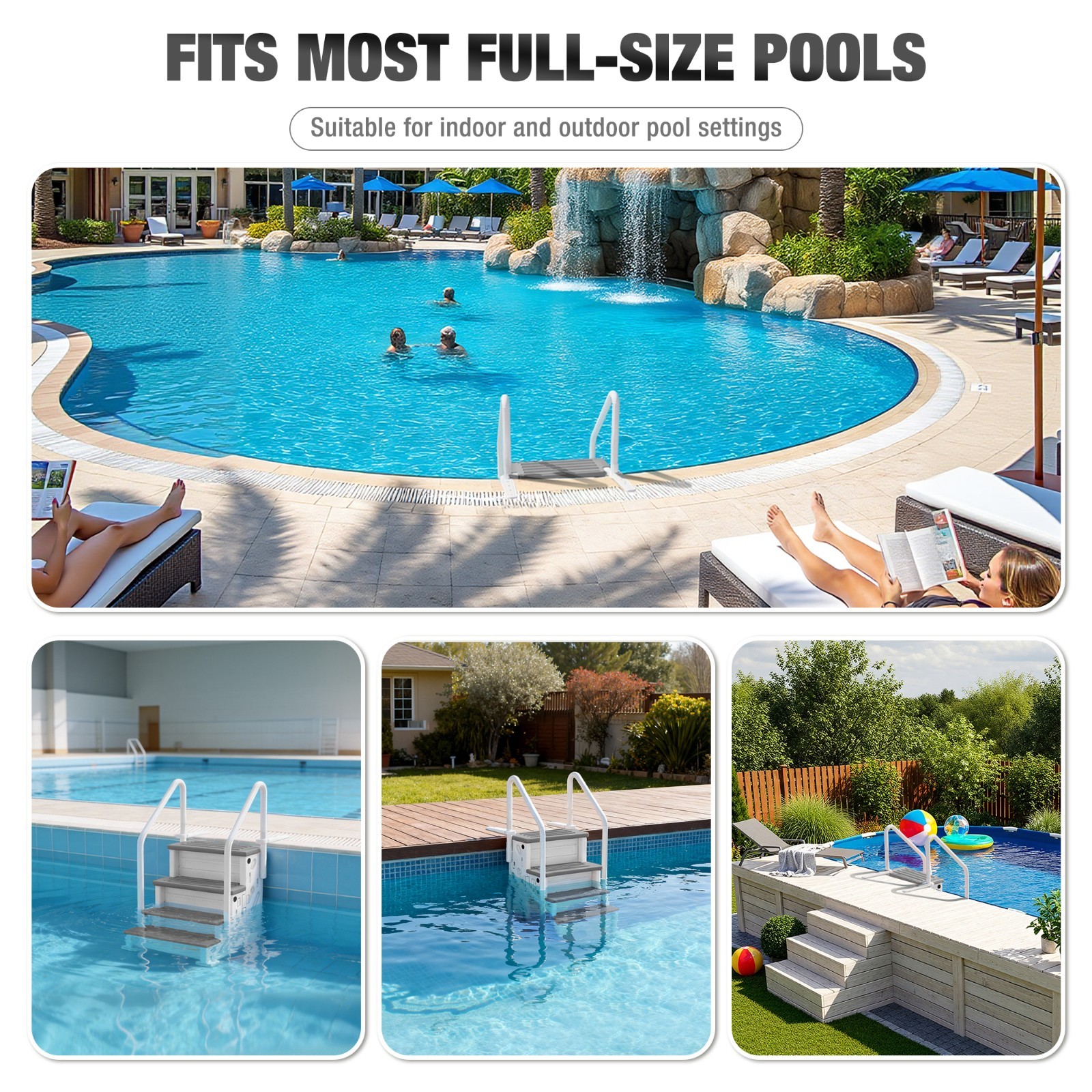 Pool Ladder above Ground, Heavy Duty 4-Step Pool Ladder with Dual Handrails