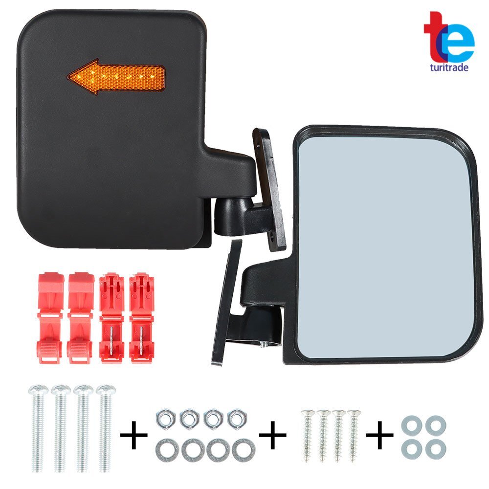 Golf Cart Side Mirrors W/ Led Arrow Turn Signal For EZGO Club Car YAMAHA