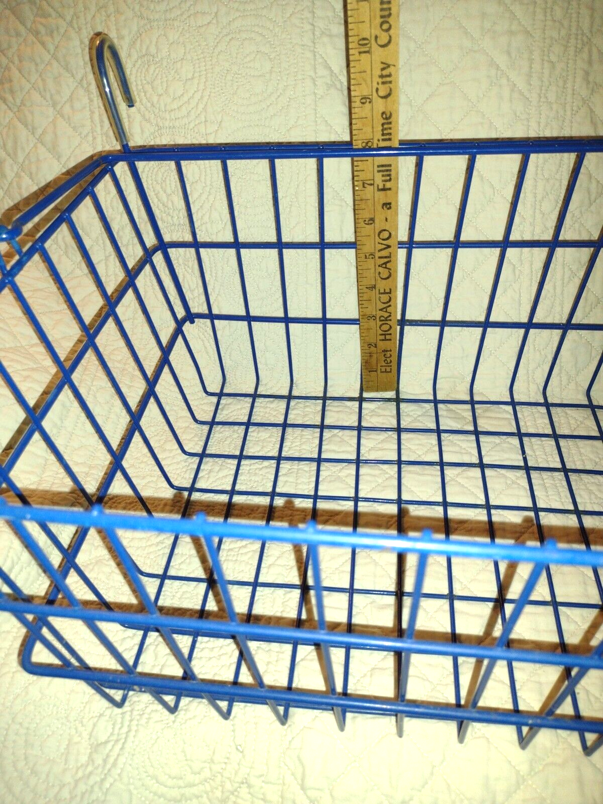 Front Wire Bike Bicycle Flower Basket With Carrying Handle Painted Blue