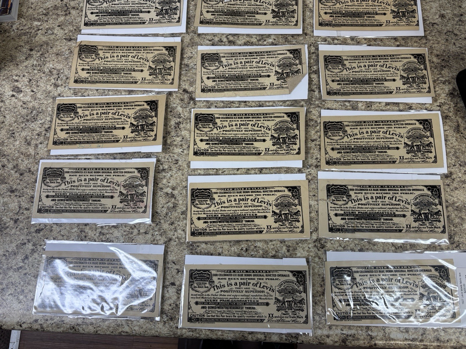 Vintage Original Antique 1927 Levi’s fabric Labels. 7x3 Roughly.