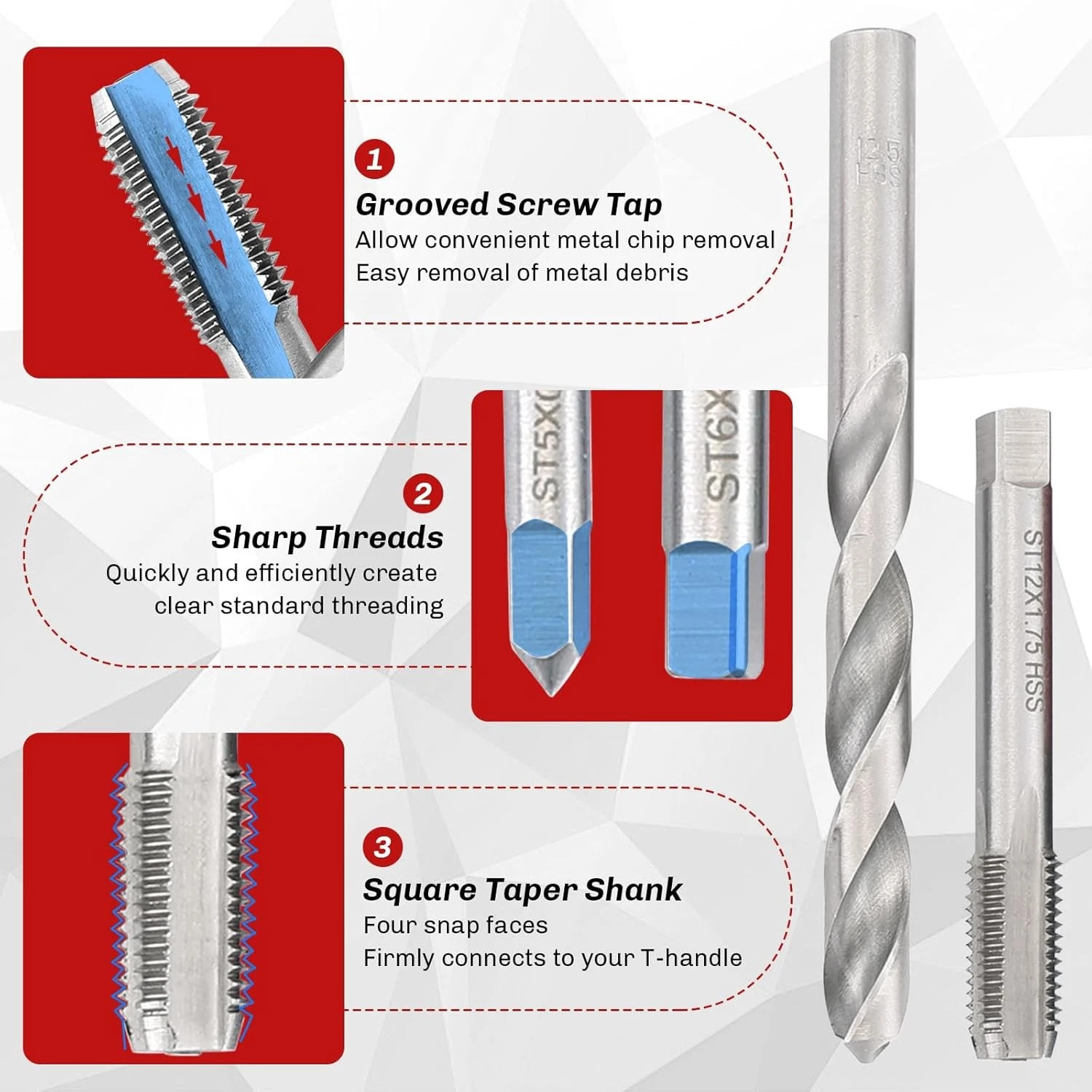 M5 M6 M8 M10 M12 Helicoil Thread Repair 131Pcs Set & Metric Rethreading Tool Kit