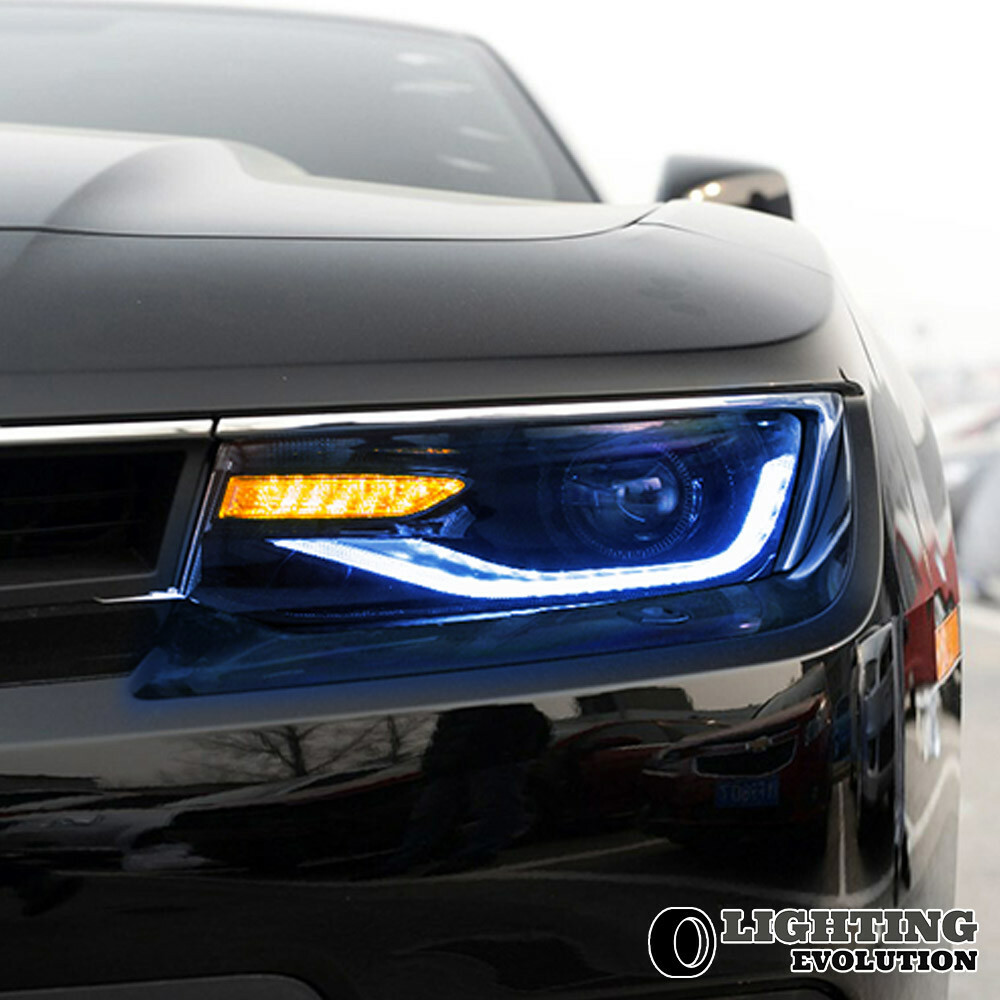 2*Projector Lens LED Headlights For 2014 2015 Chevrolet Camaro LS LT SS RGB DRL