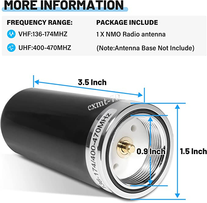 NMO Radio Antenna Dual Band Mount Antenna Connection for Midland MXT-275 MXTA23