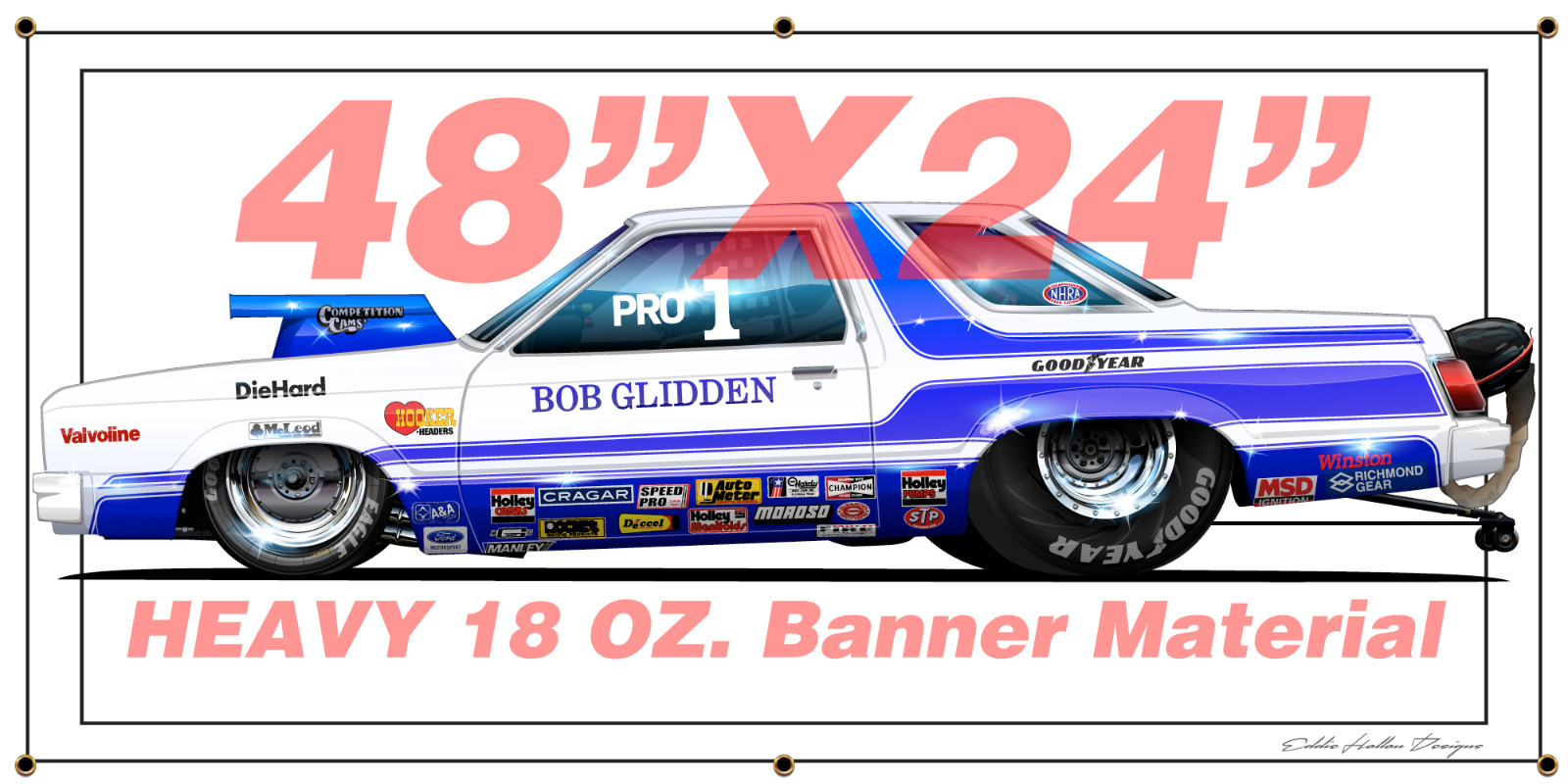 Bob Glidden Fairmont Shop Banner 48"X24" 18oz w grommets (005)