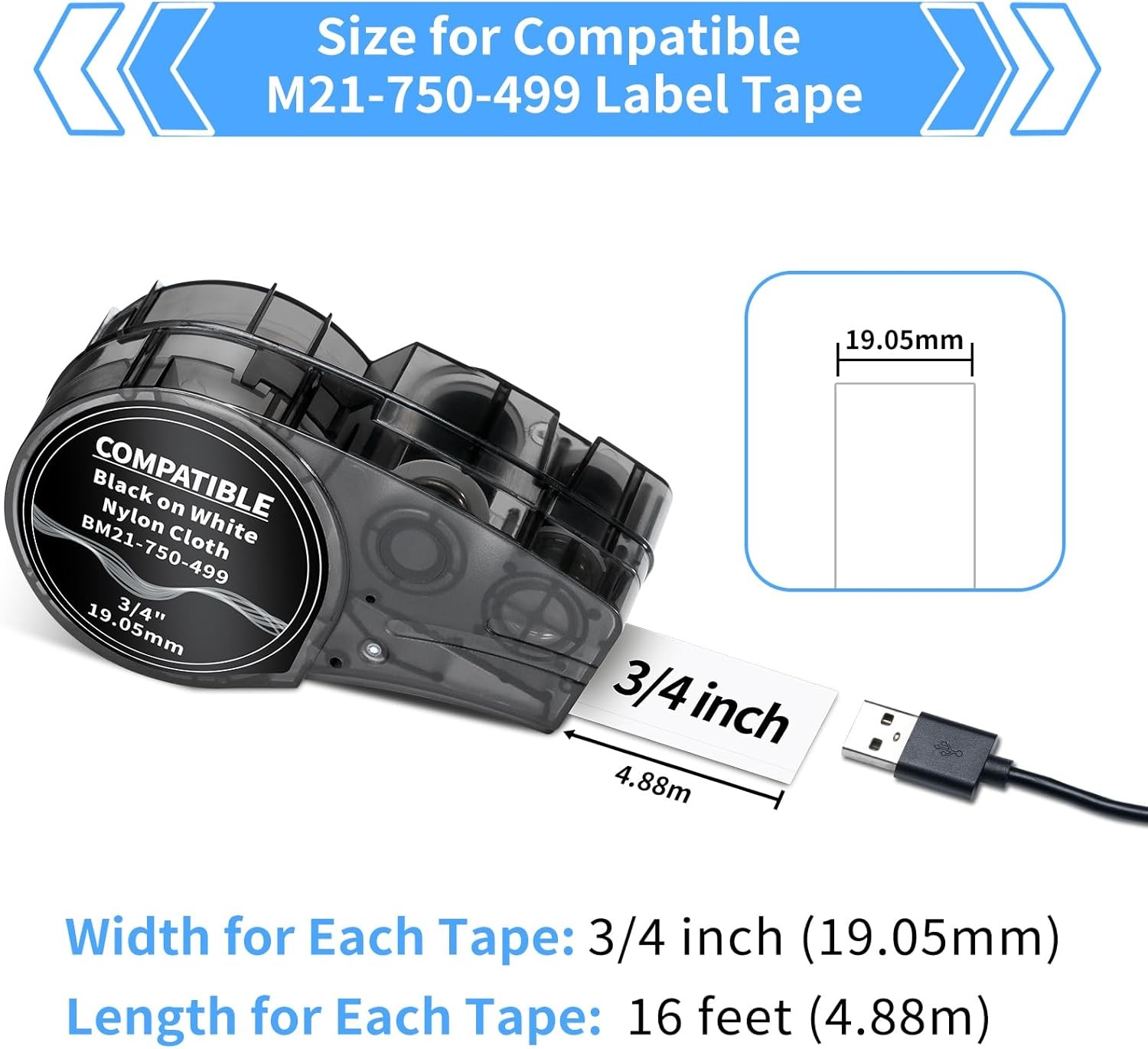 10x Brady M21-750-499 Adhesive Multi-Purpose Nylon Labels Ribbon for M21 Printer