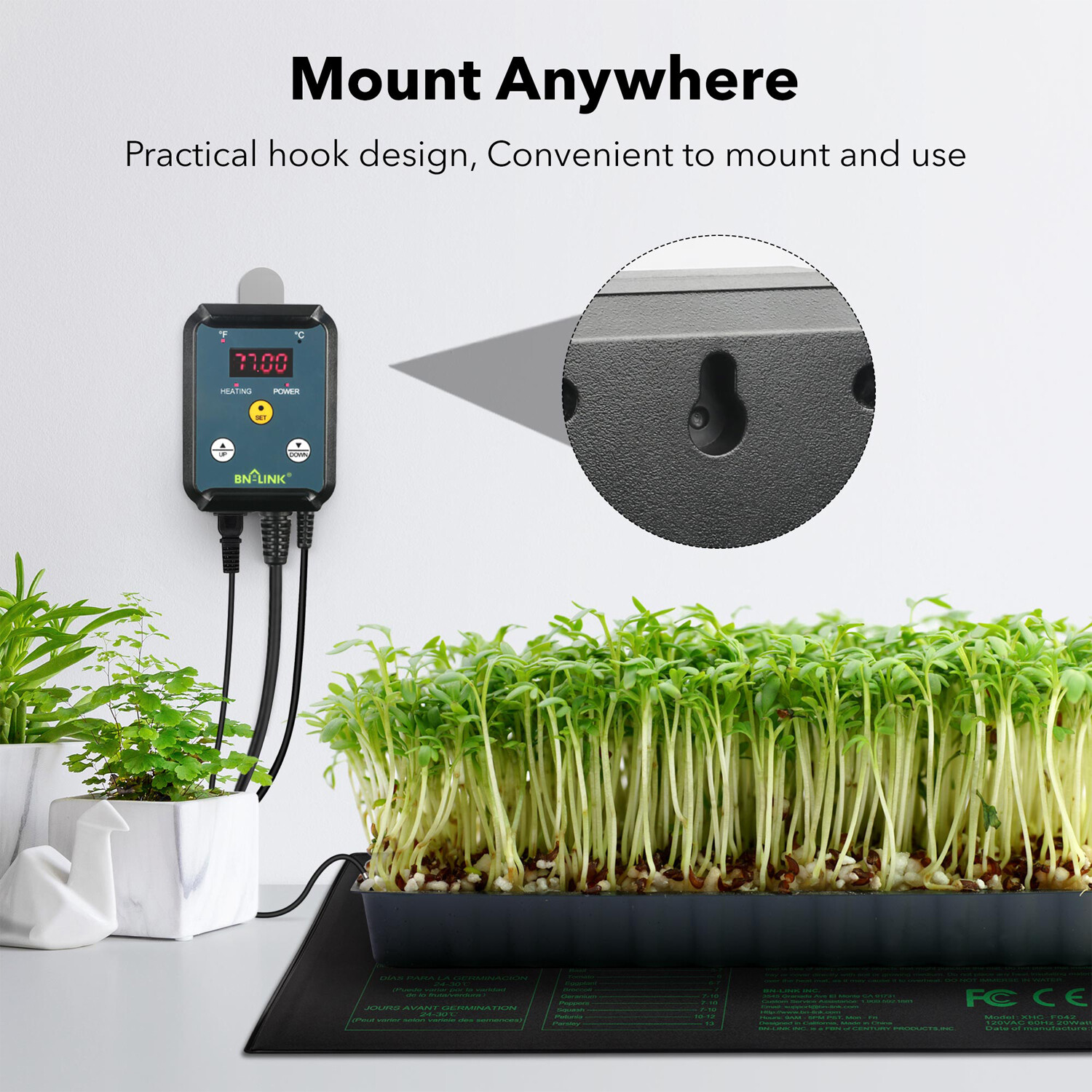 BN-LINK Digital Heat Mat Thermostat Controller For Greenhouse Seed Germination