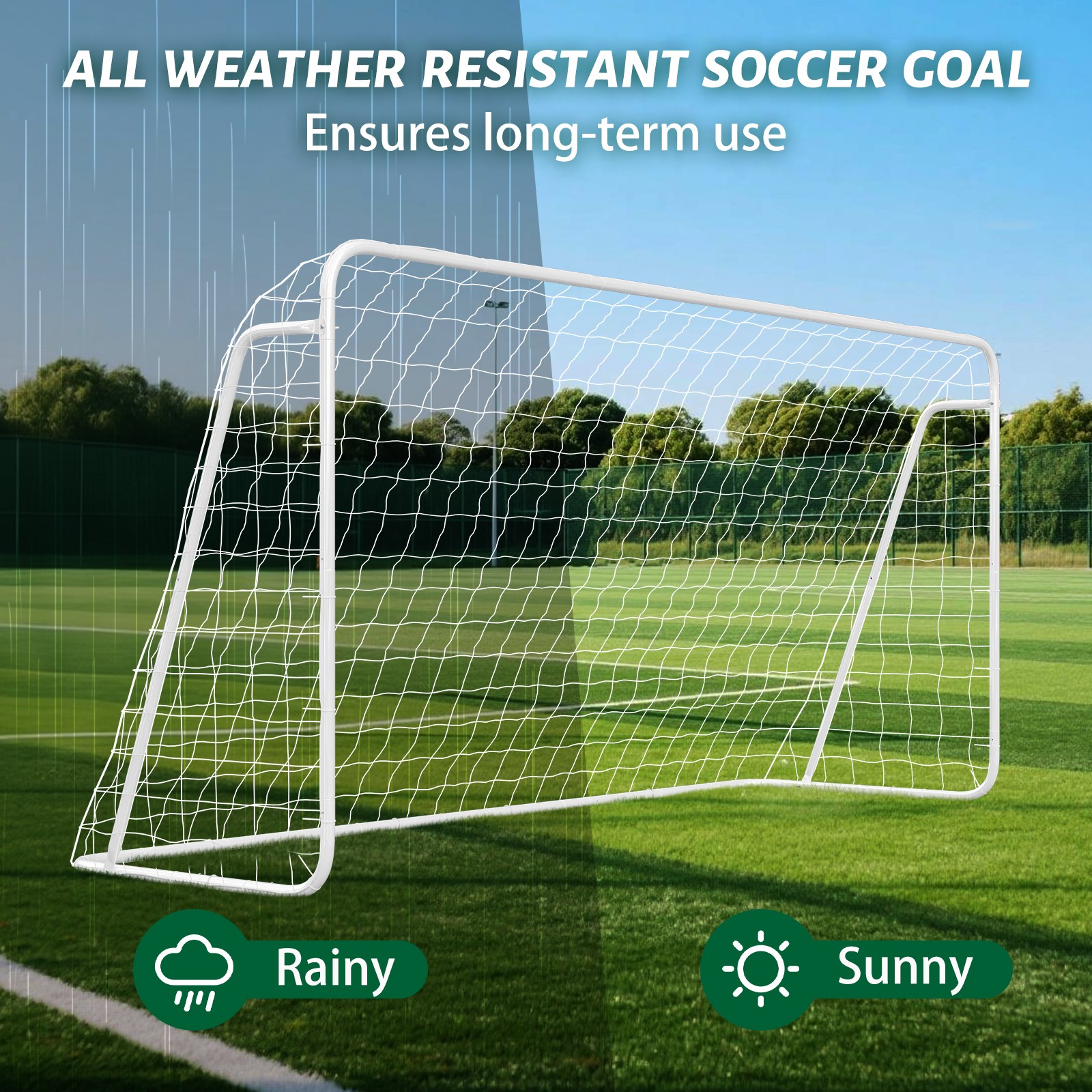 NAIZEA 12x6FT/16x7FT Soccer Goal 1.2"/ 2" Steel Soccer Goals & 6 Training Cones