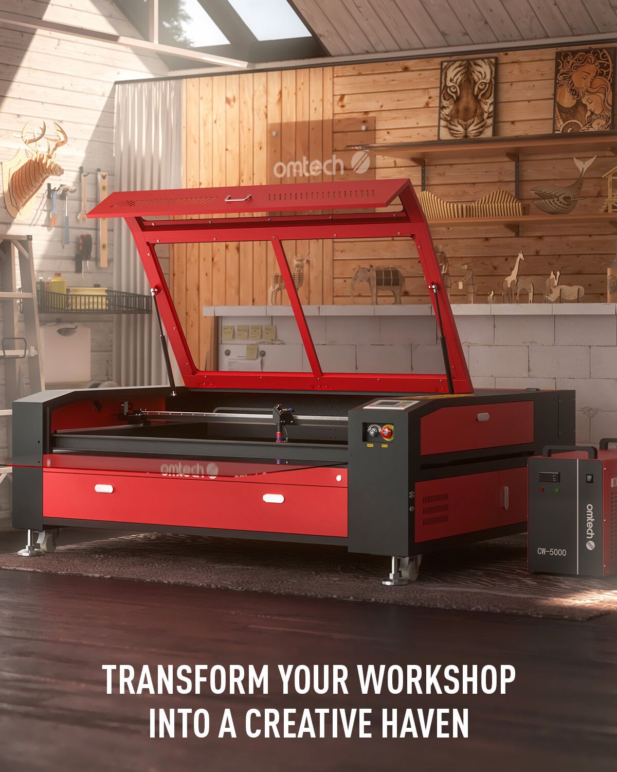 OMTech AF3551-130 130W CO2 Laser Engraver Cutter Cutting Engraving Machine 2023