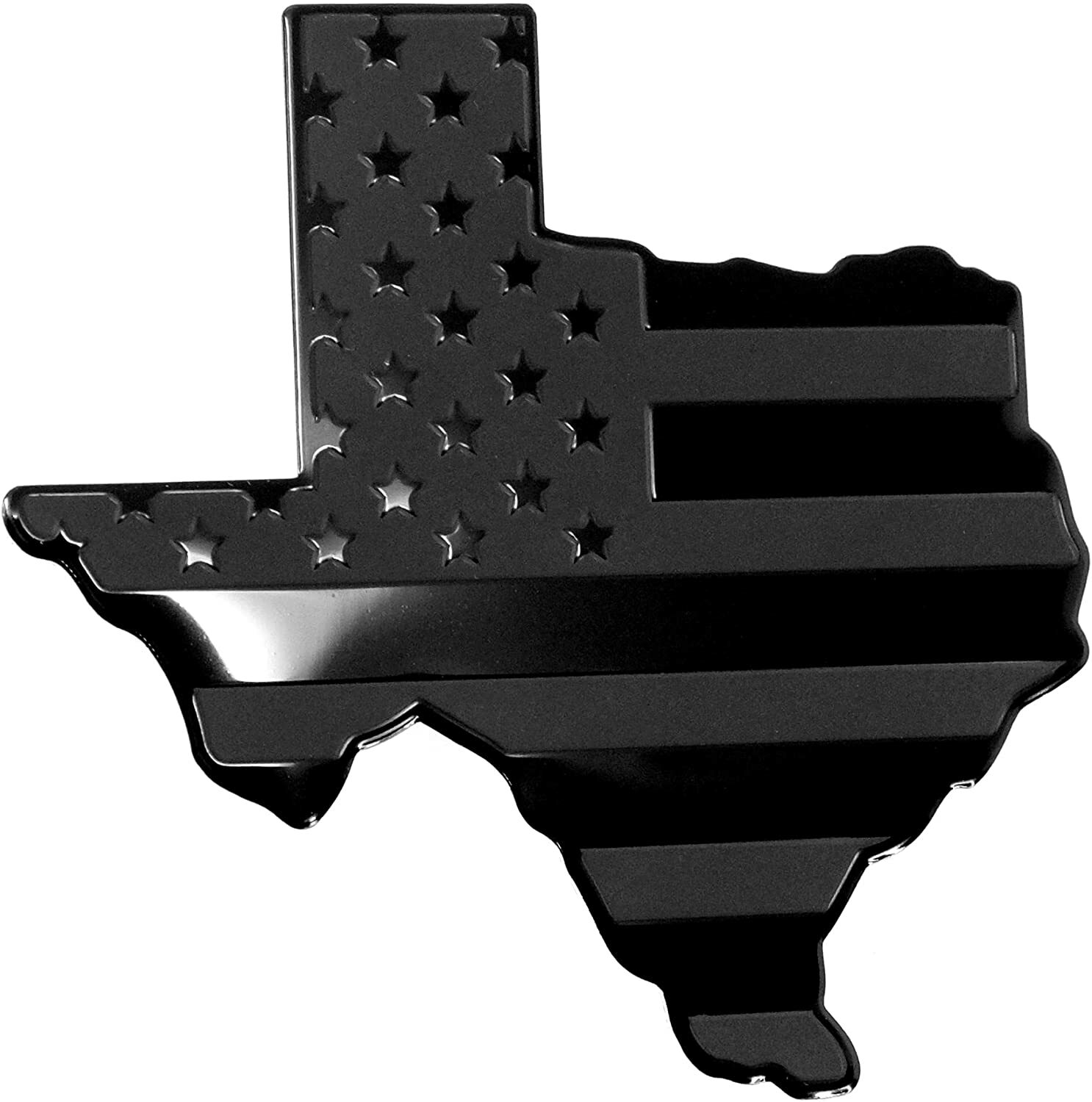 Texas State Black Flag Metal Auto Fender Emblem for Cars Trucks (3"x4", Black)