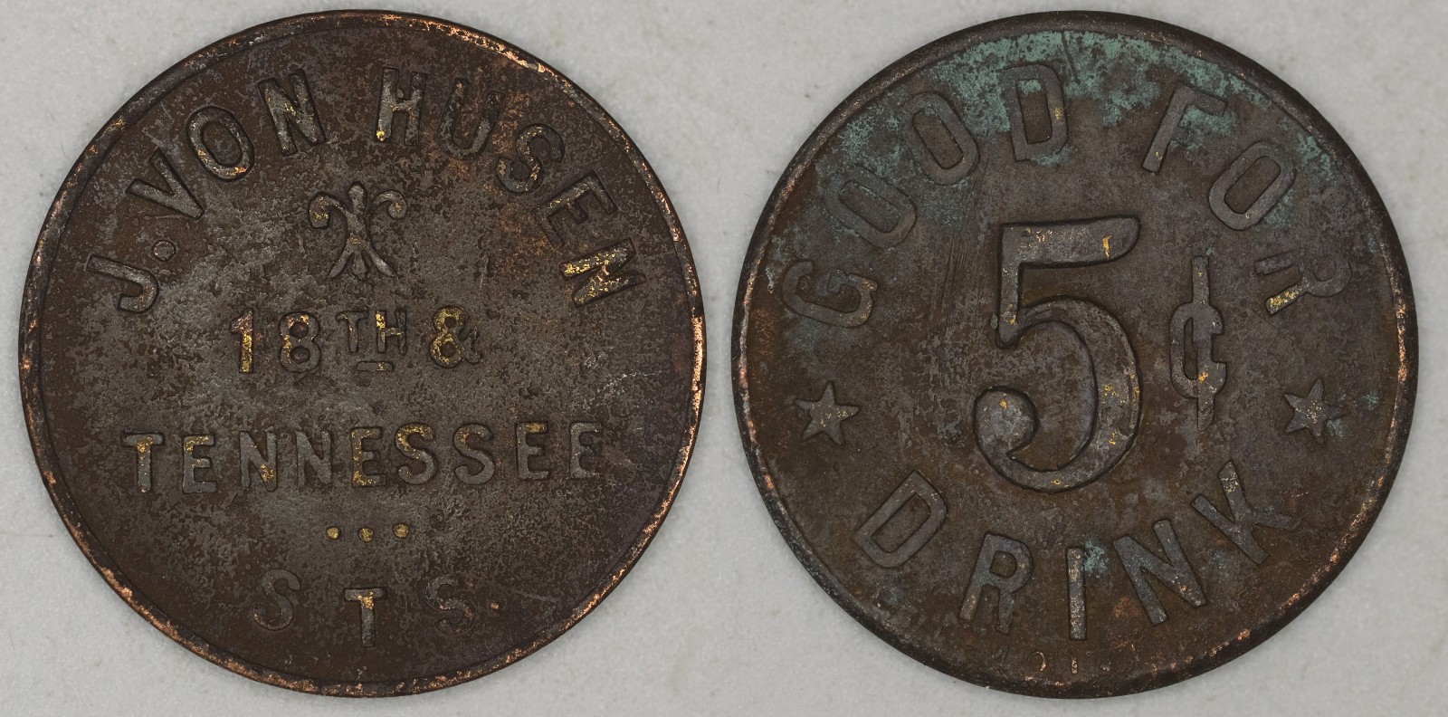 J. VON HUSEN / 18TH & TENNESSEE STS.  San Francisco token K2678