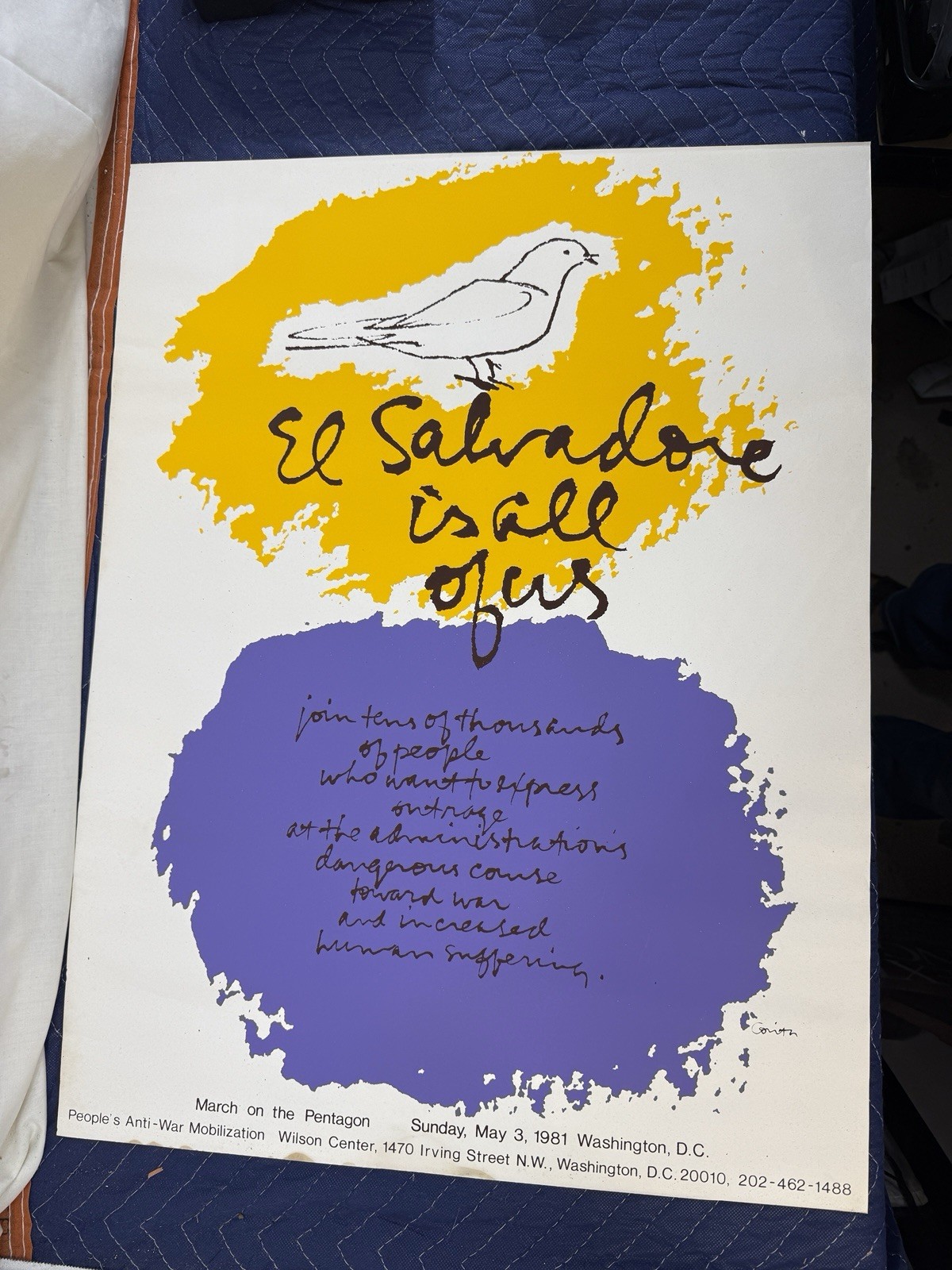 Protest Poster March on the Pentagon May 1981 Anti War El Salvador is All Of Us