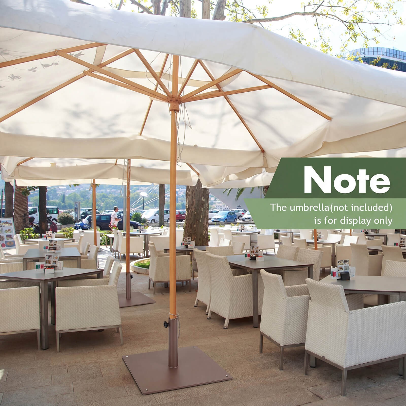 20" Square Patio Umbrella Base Weighted 35 LBS Outdoor Market Stand Footpads