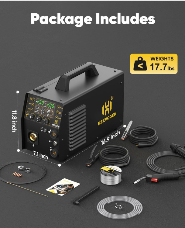 HZXVOGEN Aluminum MIG Welder Welding Machine 110/220V 250A 6in1 Dual Voltage USA