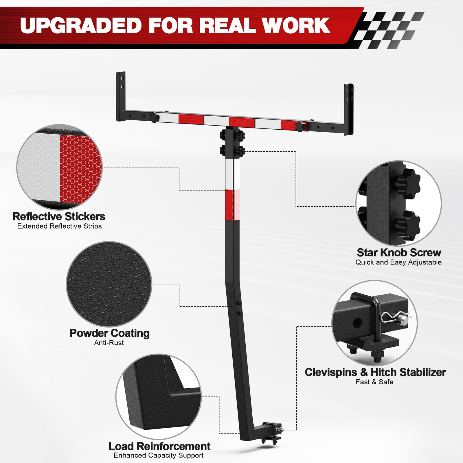 Load Extender Truck Hitch Support Haul Ladder Lumber Rack Fit 2'' Hitch Receiver