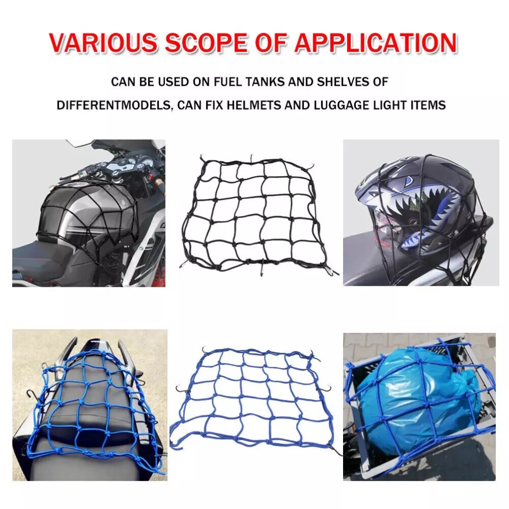 Motorcycle Cargo Net High Elastic Helmet Storage Luggage Bungee Net for Bike ATV