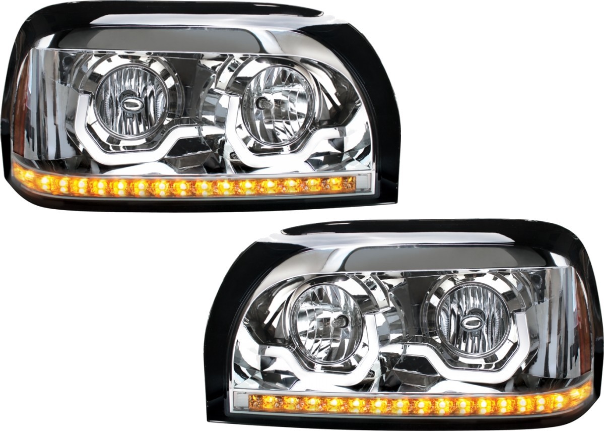 Freightliner Century Projection Headlights LED Accent Turn Signal Chrome 31203+4