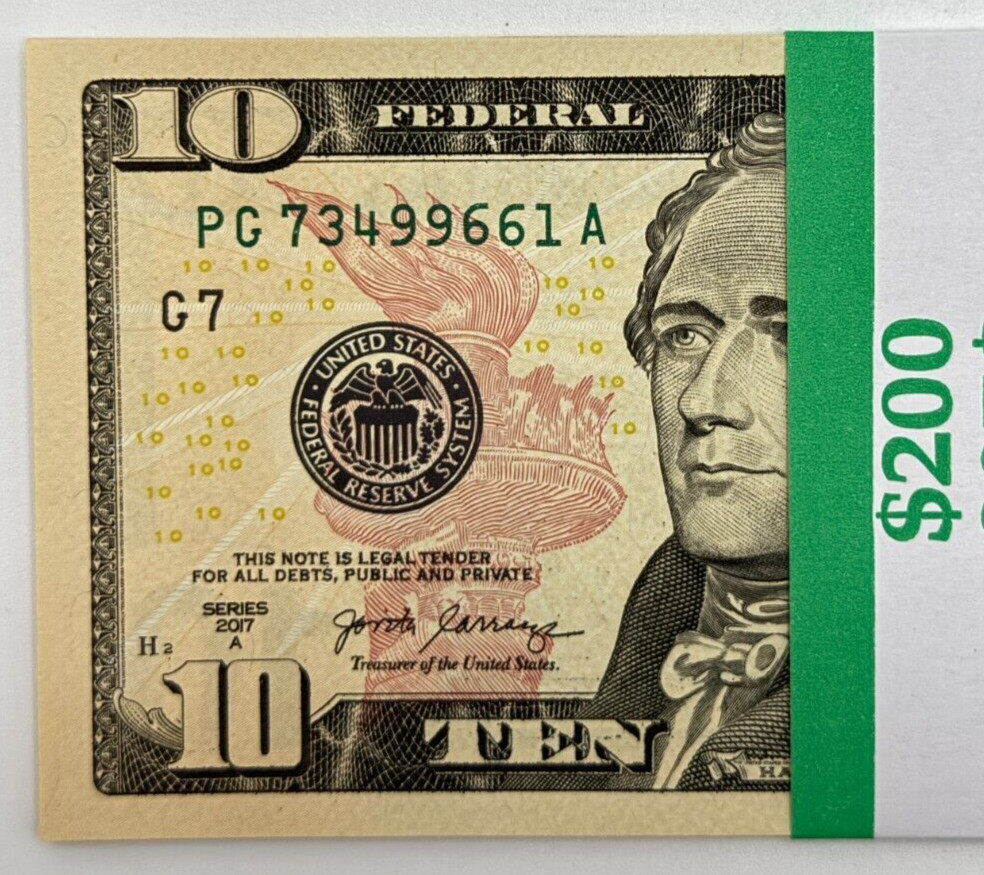 NEW Uncirculated TEN Dollar Bills SERIES 2017A $10 Sequential Notes Lot of 20