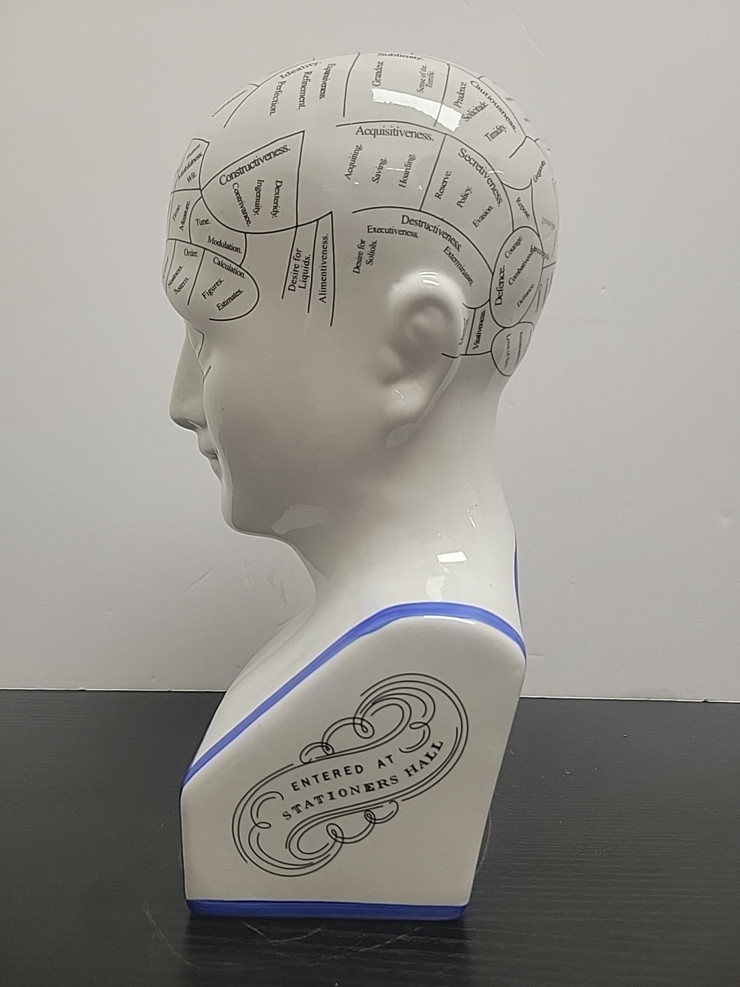 Phrenology Head 12" Ceramic Model Bust L. N. Fowler