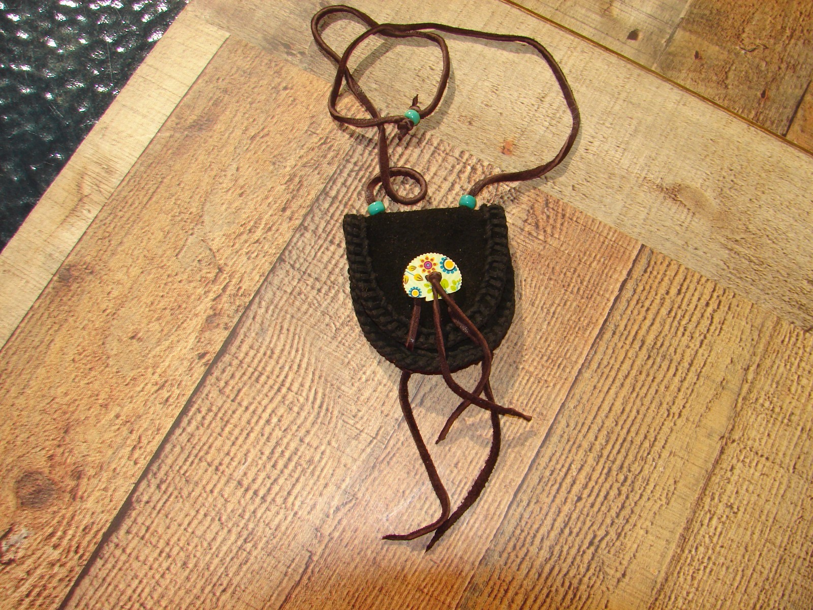 Native American Suede Buffalo Leather Medicine Bag, Shaman, Tribal Pouch, 3.5"