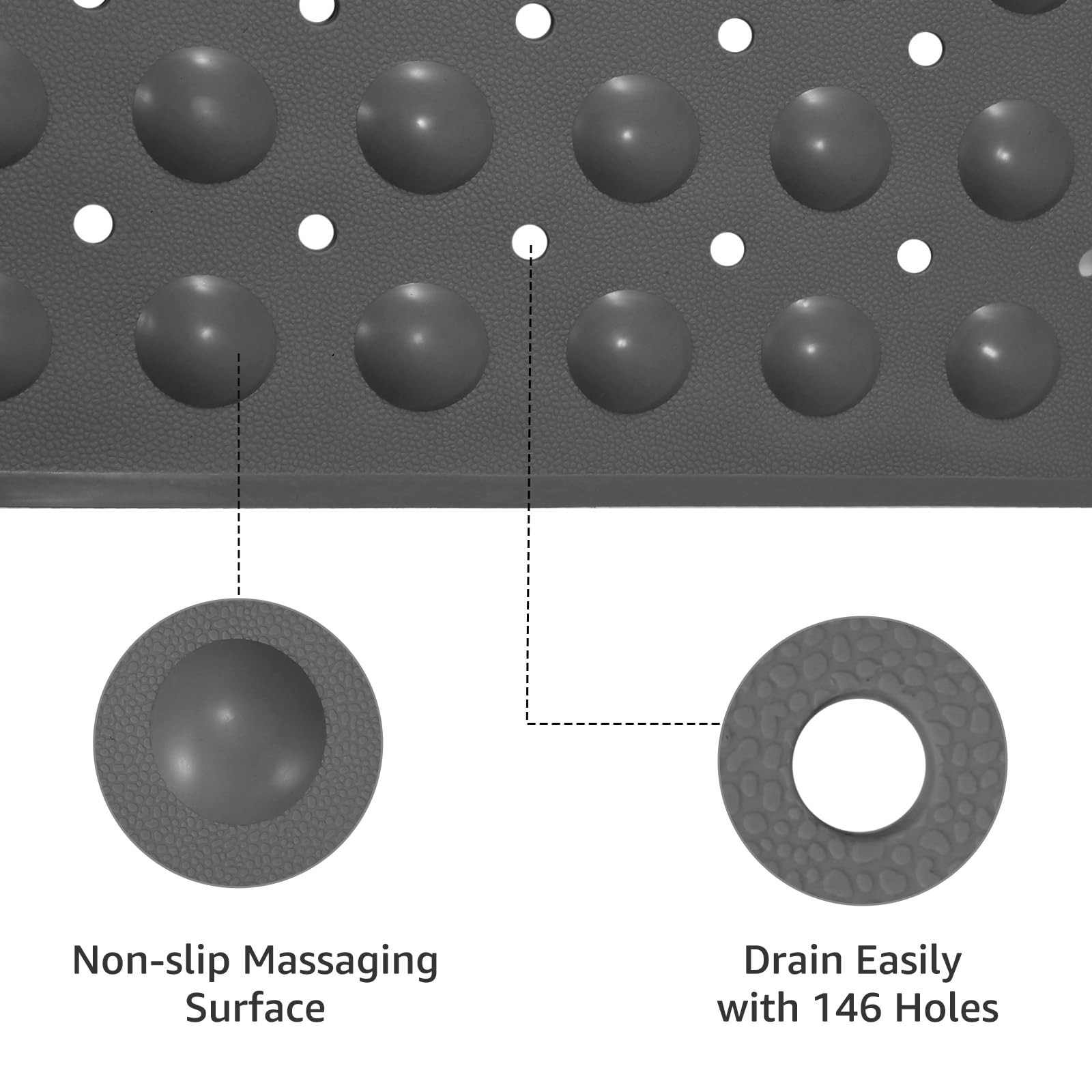 WarmSnow（is TPE, Not PVC） Long Bathtub Mat Non Slip 39.5 x 16 Inch, Inside Sh...