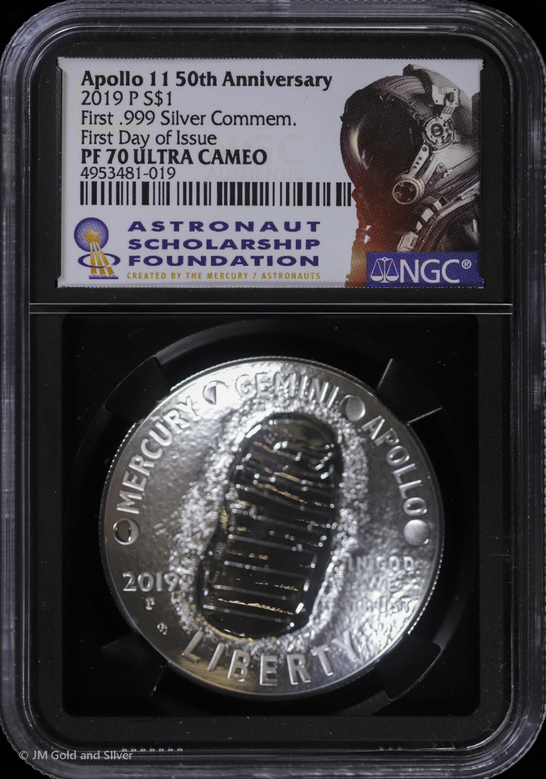2019 P Proof Apollo 11 50th Anniv Commem Silver Dollar NGC PF 70 UCAM | FDOI PR