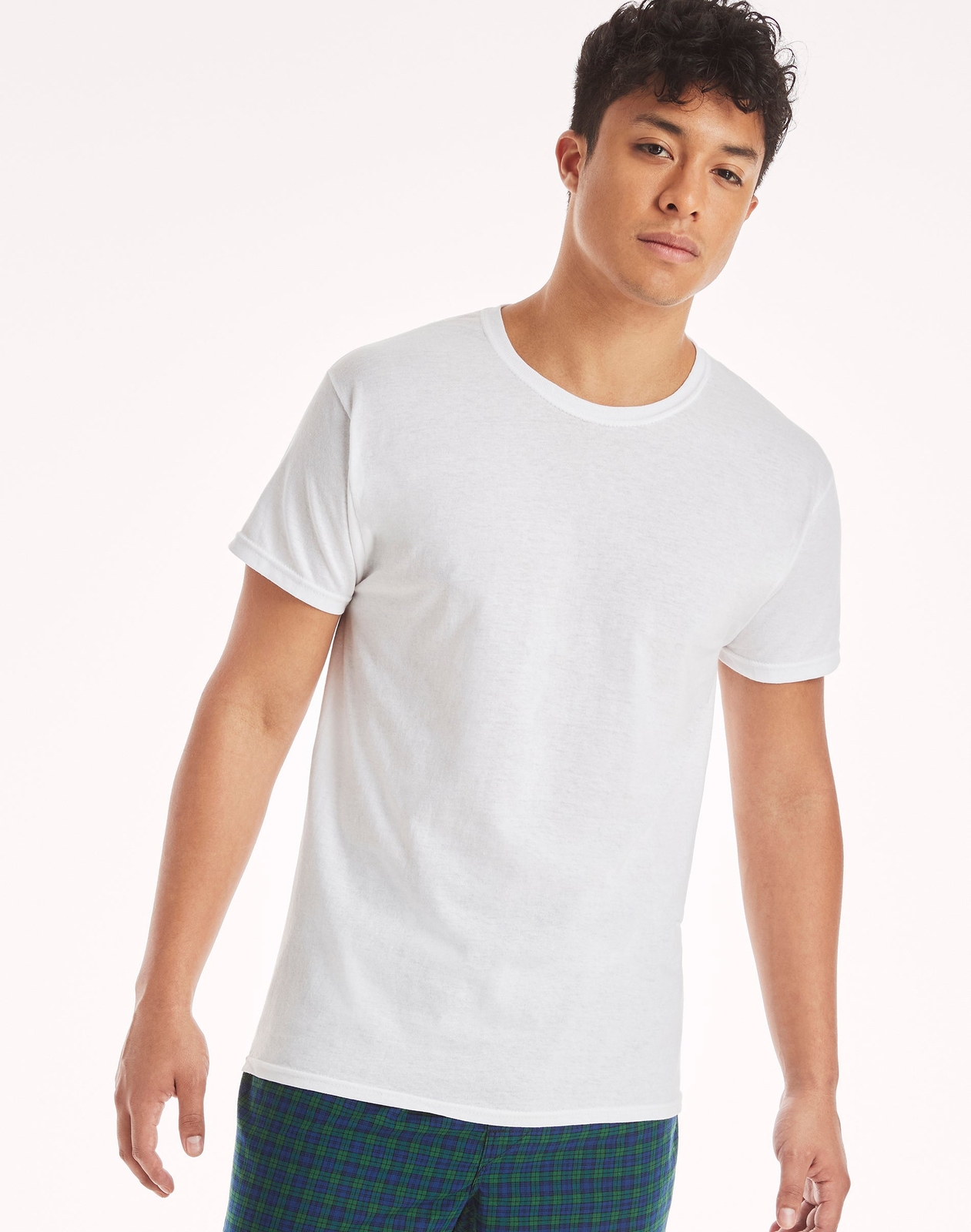 Hanes Men's White Crewneck T-Shirt 6-Pack Undershirt Tee TAGLESS FreshIQ Comfort