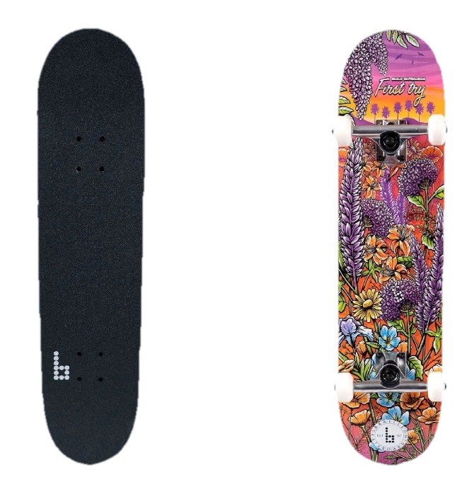 Braille Skateboard Flowers Colorful 31 In. x 7.75 In. Pro Complete Purple 💐