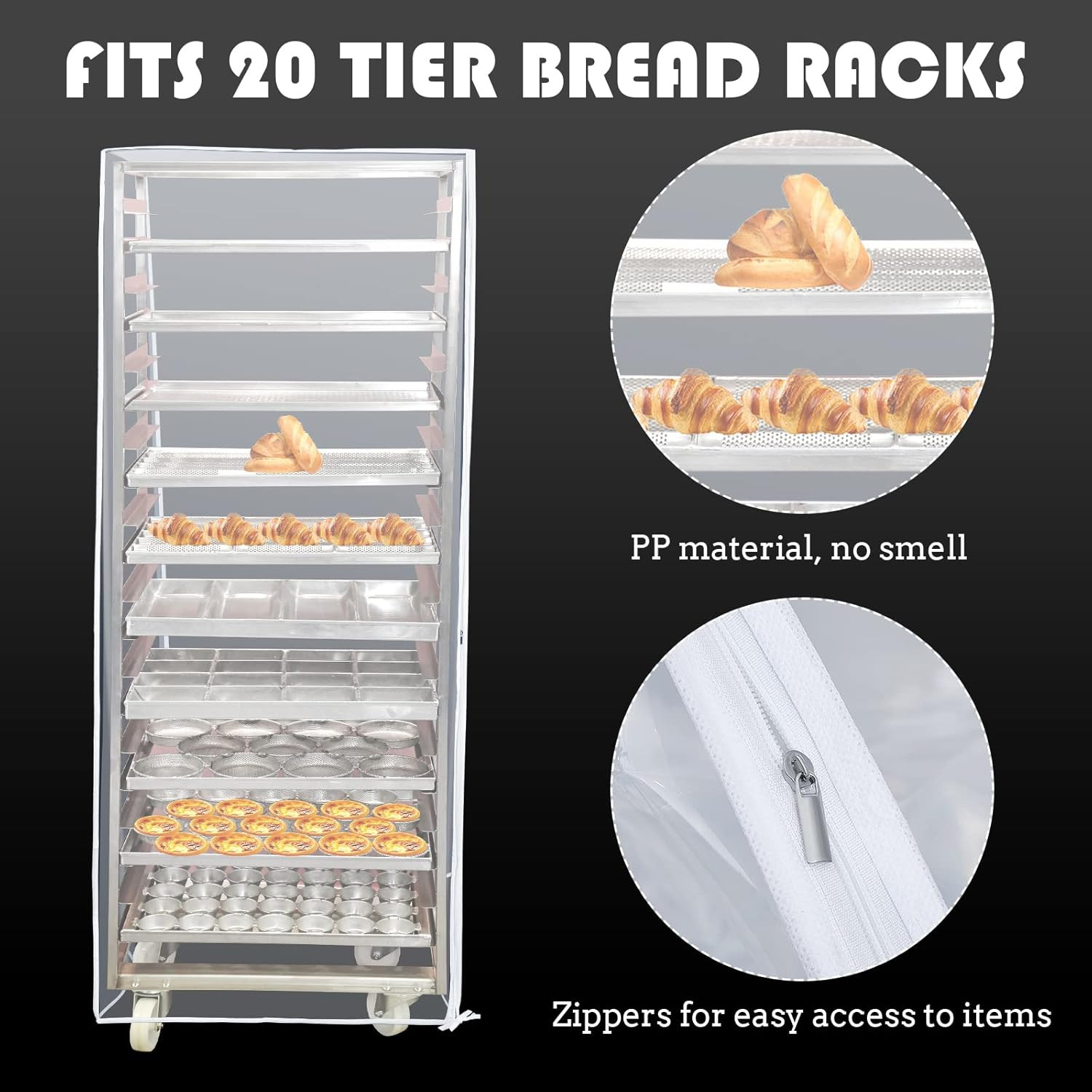 2 Pcs 2 Pcs Bun Pan Rack Cover Bakers Rack Cover 20 Tier Sheet for Home Kitchen