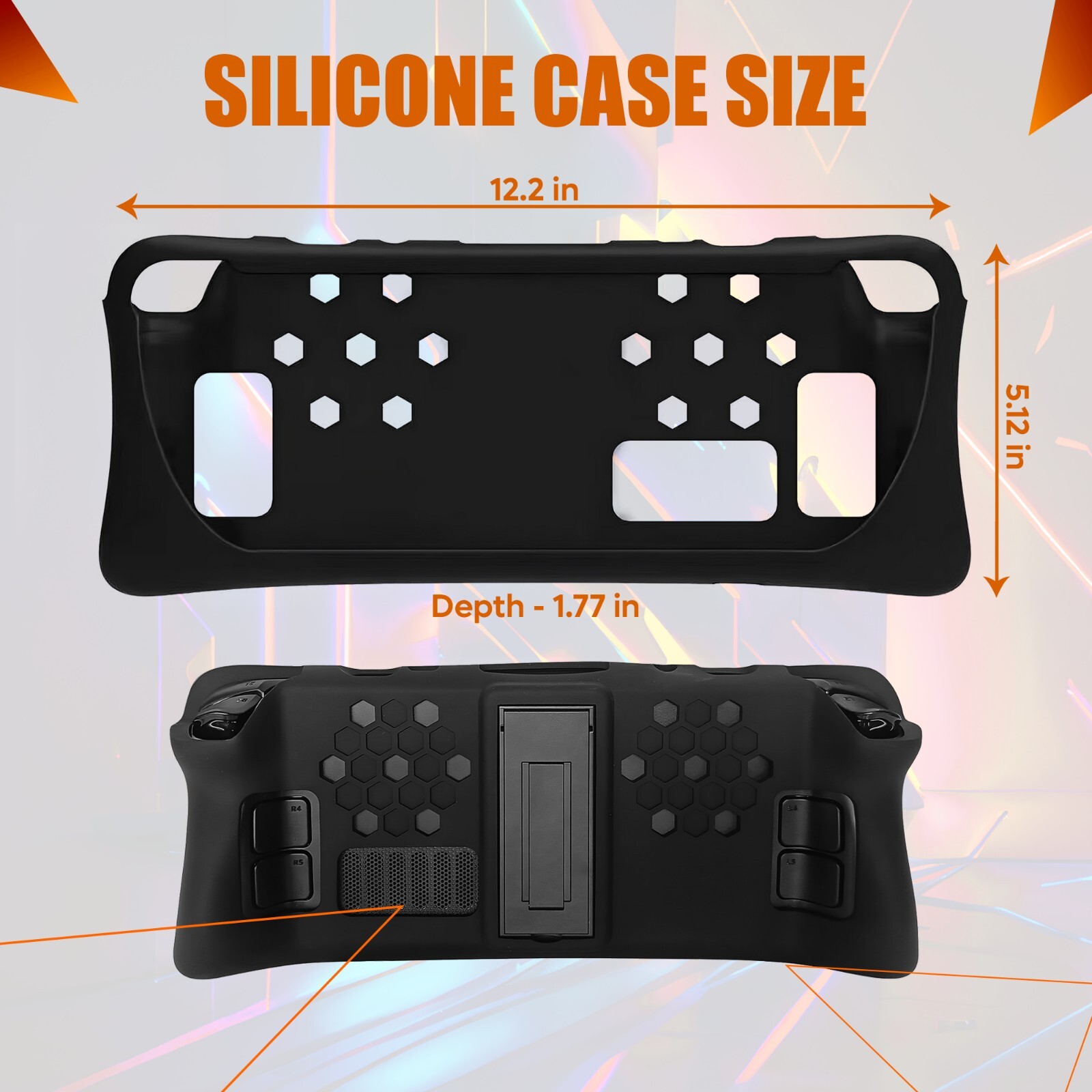 FIREBUBBLES Black Armor Protective Case for Valve Steam Deck with Glass Cover