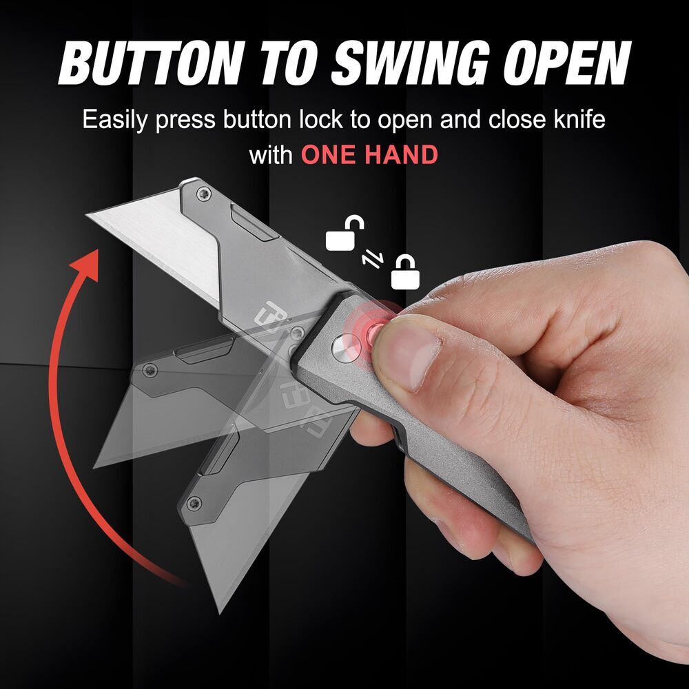 FLISSA Titanium Folding Utility Knife Quick Change Blade Razor Knife CNC Unibody