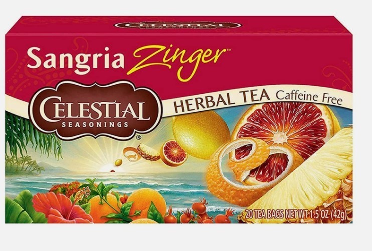 (Pack 6) Celestial Sangria Zinger Herbal Tea 20 Bag  Caffeine Free EXP 2/7/26