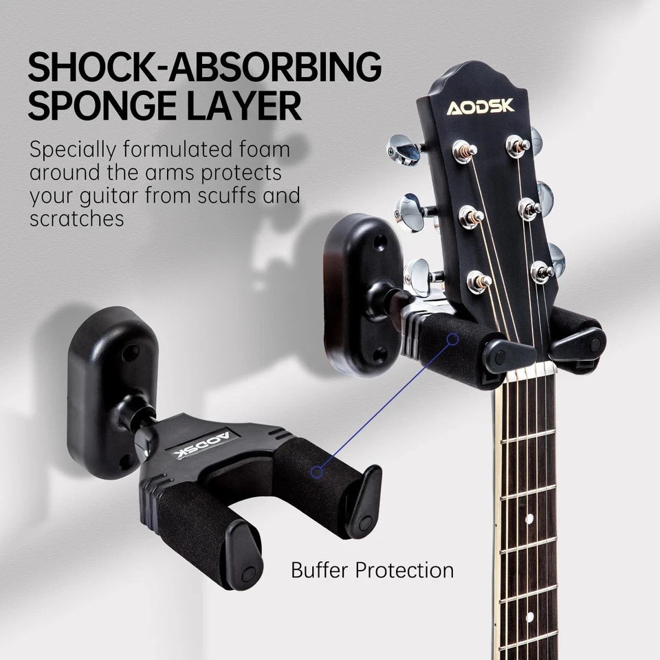 Guitar Wall Mount 3 Pack, Auto Lock Guitar Wall Hanger ,for Acoustic and Elec...
