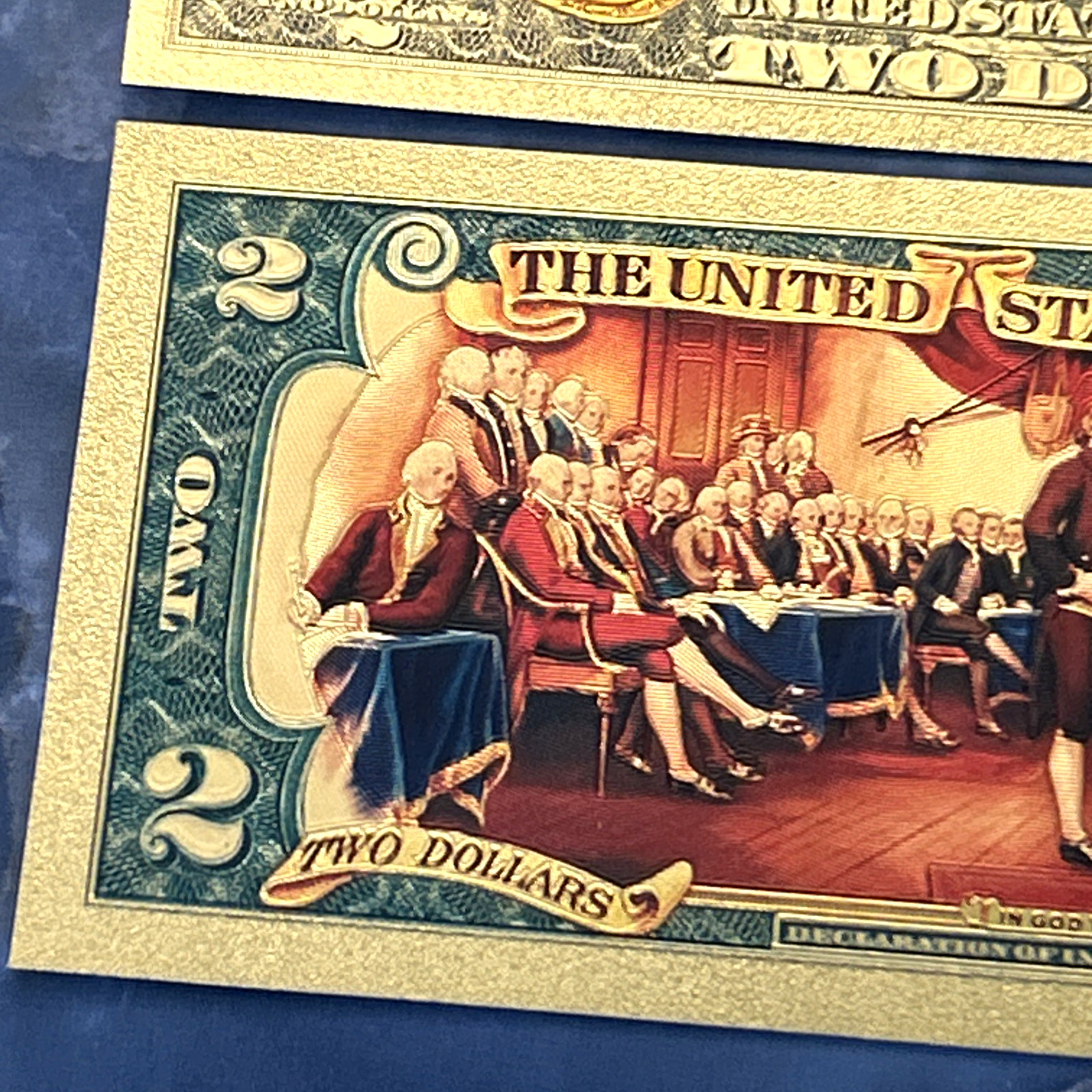 USA *250th Anniversary $2 Banknote 24K GOLD Plated Foil Rep. Collection Bill