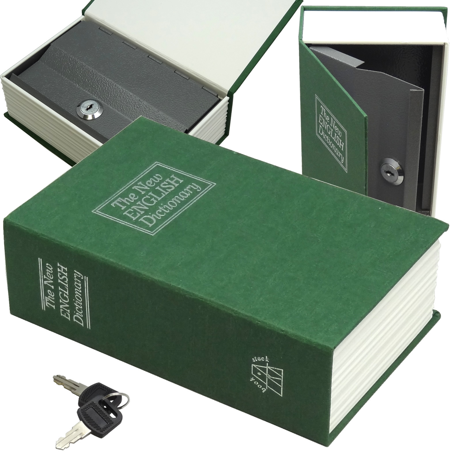 Dictionary Diversion Book Safe w/ Key Lock ~ Metal ~ Green (Medium)